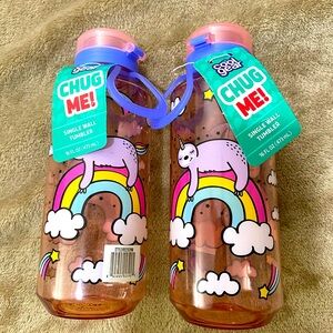 2 - Cool Gear 16oz Single Wall Tumbler Water Drink Bottle Rainbow Sloth Unicorn